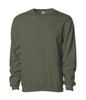 A green men's basic crew sweatshirt with long sleeves and a round neckline. It features a logo on the front.