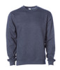 A navy blue crewneck sweatshirt with long sleeves and a logo on the front.
