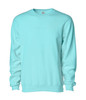 A mint green crew sweatshirt with long sleeves and a rounded neckline, featuring a small logo.