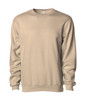 A beige men's basic crew sweatshirt with long sleeves and a simple design. It features a logo on the label.