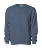 A men's basic crew sweatshirt in a muted blue colour, featuring a crew neck and long sleeves. It has a logo on the label.
