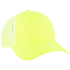 A bright yellow, six-panel low profile trucker cap with mesh sides and a curved brim.