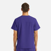 A men's V-neck top in a vibrant purple colour with a simple design and back yoke. Features four pockets.