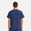 A men's navy V-neck top with four pockets, featuring a simple design and no visible logos.