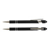 A set of black stylus pens with silver accents and clips, featuring a sleek design.