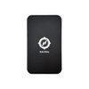 A black power bank with a compass logo on the front and a smooth matte finish.