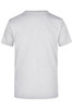 A grey T-shirt with a classic crew neck and short sleeves, featuring a branding logo on the back.