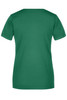 A green ladies' T-shirt with short sleeves and a plain back. It features a branding logo.