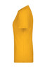 A yellow ladies' T-shirt with short sleeves and a fitted side profile. It features a logo on the design.
