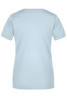 A light blue short-sleeved T-shirt with a plain back and a logo at the neckline.