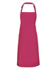 A pink bib apron featuring adjustable neck straps and a solid design, suitable for chefwear uniforms.