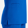 A vibrant blue women's top featuring a double V-neck and a side pocket. The fabric has a smooth finish.