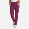 A pair of women's full elastic pull-on pants in a rich plum colour, featuring pockets and a drawstring waistband.