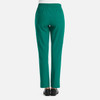 A pair of women's full elastic pull-on pants in vibrant teal, featuring a simple back design with pockets.