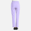 A pair of women’s full elastic pull-on pants in a light lavender colour, featuring two back pockets.
