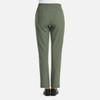 A pair of women's full elastic pull-on pants in a green colour, featuring back pockets and a straight leg design.