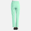 A pair of women's full elastic pull-on pants in mint green, featuring back pockets and a relaxed fit.