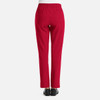 A pair of red women's pants featuring a full elastic waistband and two back pockets.