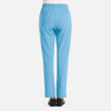 A pair of women's full elastic pull-on pants in light blue, featuring back pockets and a comfortable fit.