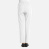 White full elastic pull-on pants with a straight fit and pockets, featuring a simple design and no visible branding.