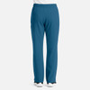 A pair of men's cargo pants in blue with a fly front and elastic waistband, featuring multiple pockets.