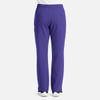 A pair of purple cargo pants featuring multiple pockets and an elastic waistband, viewed from the back.