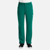 Men's cargo pants in a vibrant teal colour with an elastic waistband and multiple pockets. Features a logo.