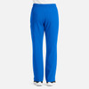 A pair of blue men's cargo pants featuring a fly front and elastic waistband, with back pockets and side cargo pockets.