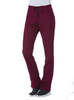 Burgundy women's half elastic pants with a drawstring waistband, featuring a logo.