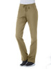 A pair of women's half elastic pants in a light brown colour, featuring a drawstring waist and a logo.