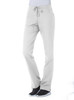 Light grey women's half elastic pants with a drawstring waist and side pockets, featuring a brand logo.