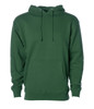 A green heavyweight pullover hood with a front pocket and a hood. The item features branding on the front.