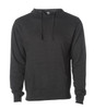 A men's midweight pullover hood in dark grey, featuring a front pocket and a logo.
