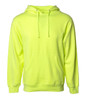 A bright yellow midweight pullover hooded sweatshirt with a front pocket and drawstrings. It features a logo.