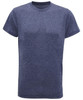 A navy blue performance t-shirt with a crew neck and short sleeves, featuring a plain design.