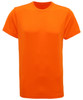An orange performance T-shirt with a classic crew neck and short sleeves. It features a branding logo.