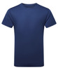 A plain navy blue performance t-shirt featuring short sleeves and a simple design. It has a logo on the chest area.
