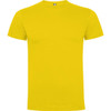 A yellow Dogo Premium T-Shirt, featuring a round neck and short sleeves. The shirt has a logo on the neck.