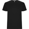 A black Stafford T-shirt featuring a classic round neckline and short sleeves. It includes a logo on the label.