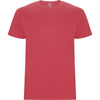 A red Stafford T-Shirt with short sleeves and a crew neck, featuring a logo on the label.