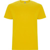 A yellow Stafford T-Shirt with a classic crew neck and short sleeves. It features a logo on the label.