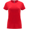 A red Capri T-Shirt with a classic short sleeve design and a logo near the neckline.