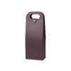 A drink bottle bag in a deep purple shade, designed to hold two wine bottles, featuring a handle and a snap closure.