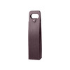 A wine bottle bag in a dark purple colour with a handle and single compartment for holding one bottle.