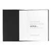 A Mela Apple Leather Refillable Journal with a black cover, featuring a white interior for notes and a branding logo.
