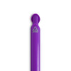 A purple gel ink pen with a rounded top and a logo, featuring a sleek, shiny design.