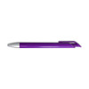 A purple gel ink pen with a white tip and clip, featuring a logo on its body.