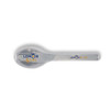 A stainless steel spoon with a blue and yellow logo featuring "LEMON & LIME." The handle is sleek and curved.