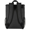 A dark grey backpack with adjustable straps and mesh side pockets, designed as a cooler bag.