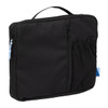 A black organiser case with a zippered pocket and a side mesh pocket, featuring a handle and branding.